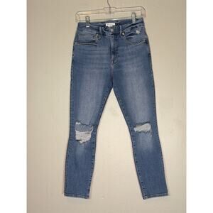 Good American, faded distressed skinny jeans, women's 4/27